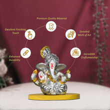 Load image into Gallery viewer, DIVINITI 999 Silver Plated Pagdi Lord Ganesha Elegant Statue Idol For Car Dashboard, Home Decor, Tabletop, Puja Room and Luxury Gift (7x7 CM)
