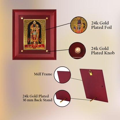 DIVINITI 24K Gold Plated Ram Lalla Photo Frame For Home Decor, Wall Decor, Table, Puja Room & Gift MDF S2.5 (25.1X20.1 CM)