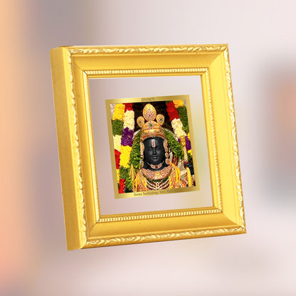 DIVINITI 24K Gold Plated Lord Ram Lalla Wooden Exquisite Wall Photo Frame Idol for Home Decor, Puja Room, Table Top, Gifts | DG101S1A (10x10 CM)