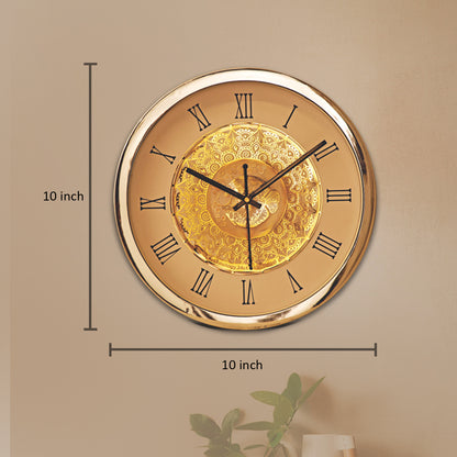 Diviniti 24K Gold Plated Round Analog Wall Clock For Wedding Gift (10 inch x 10 inch)