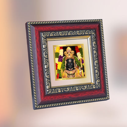 DIVINITI 24K Gold Plated Lord Ram Lalla Wooden Religious Photo Frame Idol for Puja Room, Wall Hanging, Table Top, Home Decor, Gifts | DG105S1A (10x10 CM)