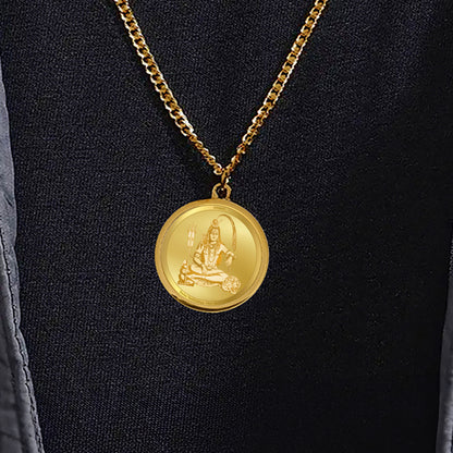 Diviniti 24K Gold Plated Shiva & Om Namah Shivay 22MM Double Sided Pendant For Men, Women & Kids