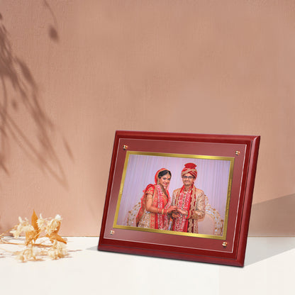 DIVINITI 24K Gold Plated Foil Customized Photo Frame for Home Decor, Puja Room, Wall Hanging, Tabletop, Workshop, Gift MDFS3 (30.2x22.7)