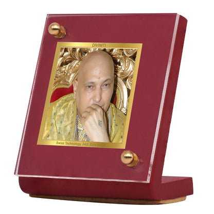 Diviniti 24K Gold Plated Guruji Frame For Car Dashboard, Home Decor, Table Top, Gift (5.5 x 6.5 CM)