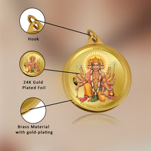 Load image into Gallery viewer, Diviniti 24K Gold Plated Lord Panchmukhi Hanuman &amp; Yantra 22MM Double Sided Pendant For Men, Women &amp; Kids
