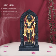 Load image into Gallery viewer, DIVINITI 24K Gold Plated Ram Lalla Idol | Exquisite Divine Statue For Home Decor, Office, Pooja Room &amp; Gift (9.5x5.5 CM)
