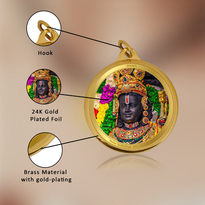 Diviniti 24K Gold Plated Ram Lalla & Jai Shri Ram 28MM Double Sided Pendant For Men, Women & Kids