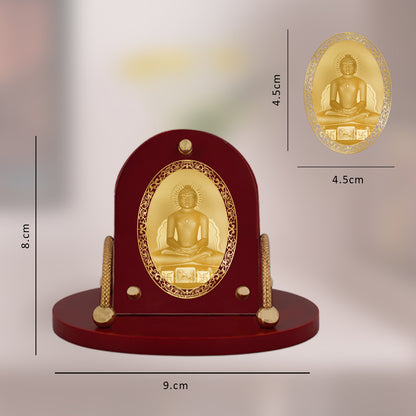 Diviniti 24K Gold Plated Mahavira Frame for Car Dashboard, Home Decor, Table & Office (8 CM x 9 CM)