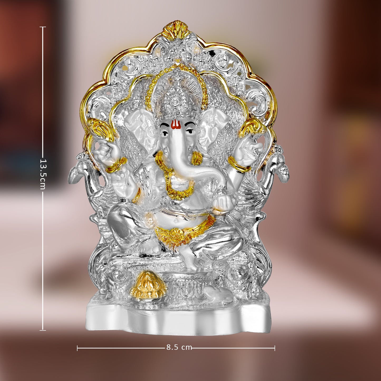 DIVINITI 999 Silver Plated Lord Ganesha Statue For Love, Joy, Prosperity, Making Every Occasion Special Idol For Home Decor, Luxury Gift (11.5x8.5 CM)