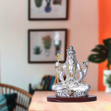 Load image into Gallery viewer, DIVINITI 999 Silver Plated Lord Shiva Statue Idol For Home Decor, Car Dashboard, Table Top, Luxury Gift, Puja Room (8x7 CM)
