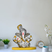 Load image into Gallery viewer, DIVINITI 999 Silver Plated Pagdi Lord Ganesha Elegant Statue Idol For Car Dashboard, Home Decor, Tabletop, Puja Room and Luxury Gift (7x7 CM)
