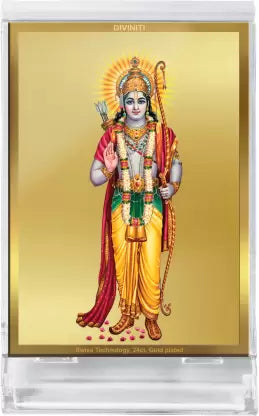 Diviniti 24K Gold Plated Lord Ram Frame For Car Dashboard, Home Decor, Puja, Festival Gift (11 x 6.8 CM)