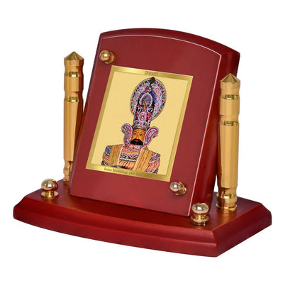 Diviniti 24K Gold Plated Khatu Shyam Photo Frame for Car Dashboard, Home Decor, Tabletop, Puja Room, Showpiece and Gift  MDF1BP+ (6.5x5.5 CM)