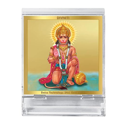Diviniti 24K Gold Plated Hanuman Ji For Car Dashboard, Home Decor, Fes