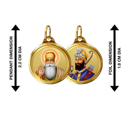 Diviniti 24K Double sided Gold Plated Pendant Gurunanak Ji & Guru Gobind Singh Ji|18 MM Flip Coin