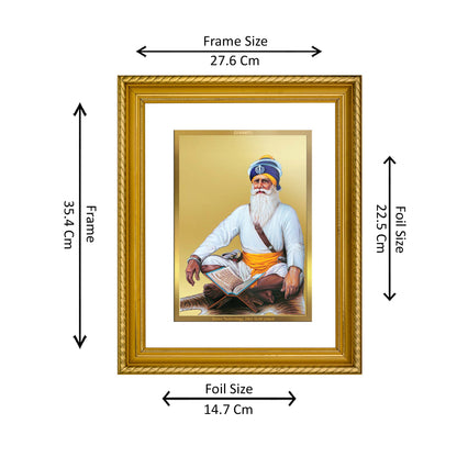 DIVINITI 24K Gold Plated Baba Deep Singh Wall Photo Frame for Home Decor, Wall Hanging, Table Top, Puja Room & Gift DG056S3 (27.6X35.4 CM)