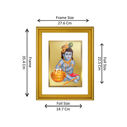 DIVINITI 24K Gold Plated Bal Gopal Wall Photo Frame for Home Decor, Wall Hanging, Table Top, Puja Room & Gift DG056S3 (27.6X35.4 CM)