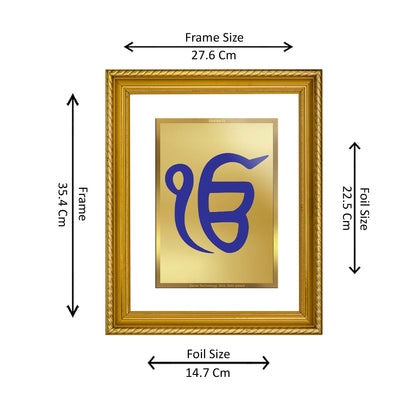 DIVINITI 24K Gold Plated Ek Omkar Wall Photo Frame for Home Decor, Wall Hanging, Table Top, Puja Room & Gift DG056S3 (27.6X35.4 CM)