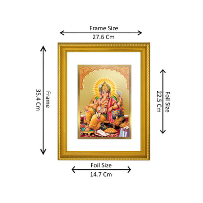 DIVINITI 24K Gold Plated Lord Ganesha Wall Photo Frame for Home Decor, Wall Hanging, Table Top, Puja Room & Gift DG056S3 (27.6X35.4 CM)