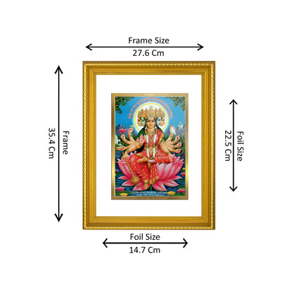 DIVINITI 24K Gold Plated Goddess Gayatri Wall Photo Frame for Home Decor, Wall Hanging, Table Top, Puja Room & Gift DG056S3 (27.6X35.4 CM)