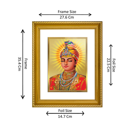 DIVINITI 24K Gold Plated Guru Harkrishan Wall Photo Frame for Home Decor, Wall Hanging, Table Top, Puja Room & Gift DG056S3 (27.6X35.4 CM)