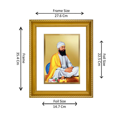 DIVINITI 24K Gold Plated Guru Tegh Bahadur Ji Wall Photo Frame for Home Decor, Wall Hanging, Table Top, Puja Room & Gift DG056S3 (27.6X35.4 CM)