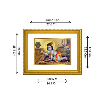 DIVINITI 24K Gold Plated Laddu Gopal Wall Photo Frame for Home Decor, Wall Hanging, Table Top, Puja Room & Gift DG056S3 (27.6X35.4 CM)