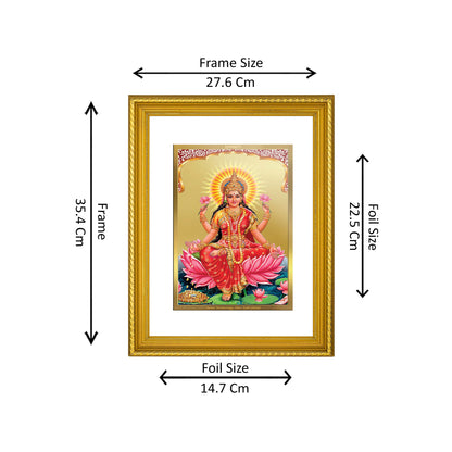 DIVINITI 24K Gold Plated Lakshmi Wall Photo Frame for Home Decor, Wall Hanging, Table Top, Puja Room & Gift DG056S3 (27.6X35.4 CM)