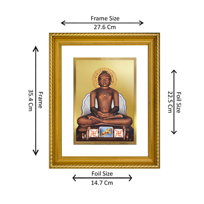 DIVINITI 24K Gold Plated Mahavira Wall Photo Frame for Home Decor, Wall Hanging, Table Top, Puja Room & Gift DG056S3 (27.6X35.4 CM)