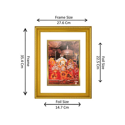 DIVINITI 24K Gold Plated Mata Ka Darbar Wall Photo Frame for Home Decor, Wall Hanging, Table Top, Puja Room & Gift DG056S3 (27.6X35.4 CM)