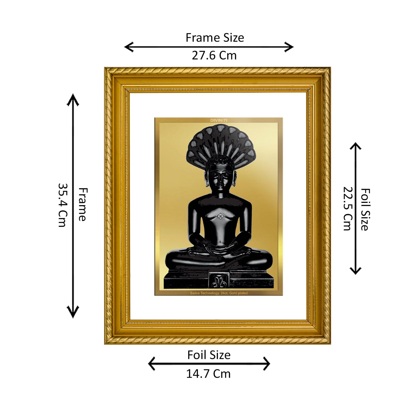 DIVINITI 24K Gold Plated Parshvanatha Wall Photo Frame for Home Decor, Wall Hanging, Table Top, Puja Room & Gift DG056S3 (27.6X35.4 CM)