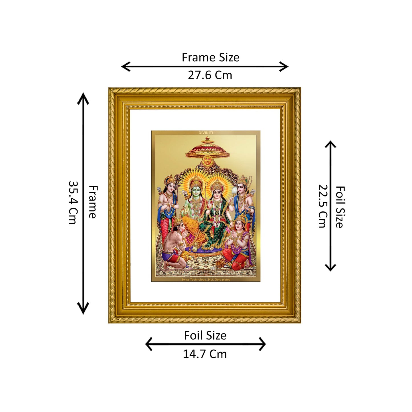 DIVINITI 24K Gold Plated Ram Darbar Wall Photo Frame for Home Decor, Wall Hanging, Table Top, Puja Room & Gift DG056S3 (27.6X35.4 CM)