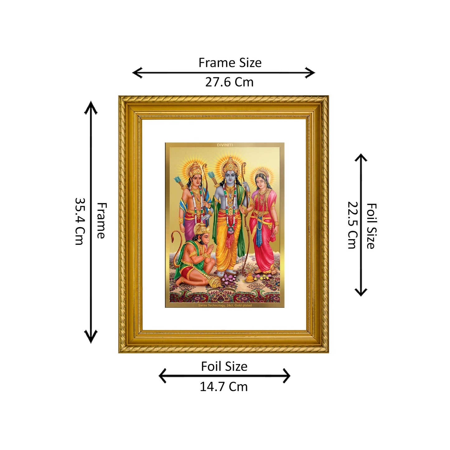 DIVINITI 24K Gold Plated Ram Darbar Wall Photo Frame for Home Decor, Wall Hanging, Table Top, Puja Room & Gift DG056S3 (27.6X35.4 CM)