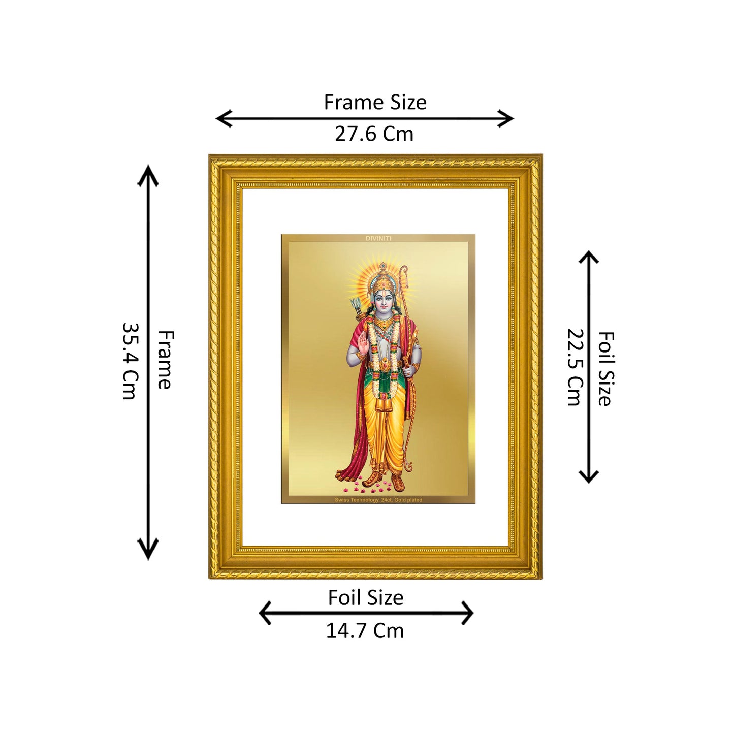 DIVINITI 24K Gold Plated Ram Wall Photo Frame for Home Decor, Wall Hanging, Table Top, Puja Room & Gift DG056S3 (27.6X35.4 CM)