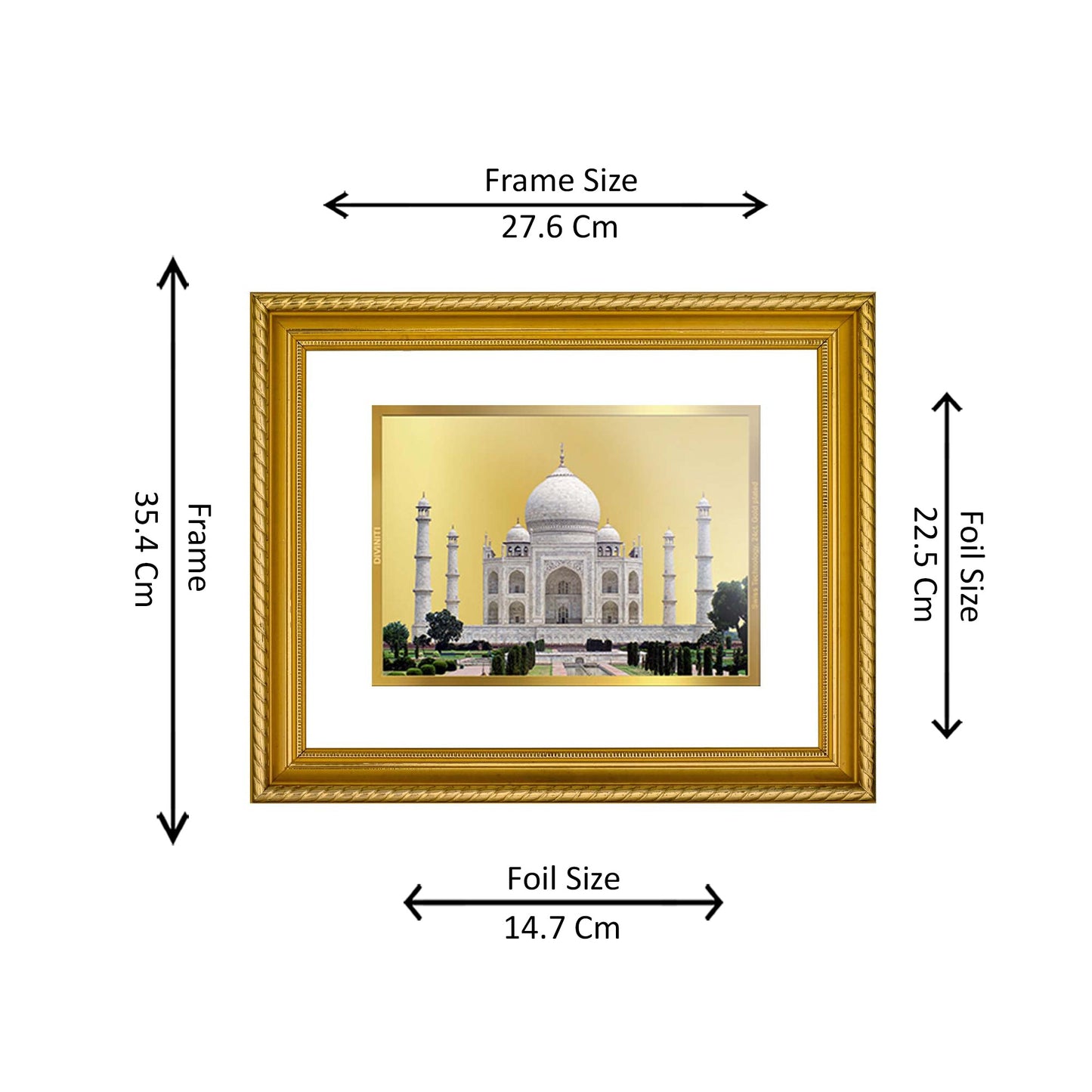 DIVINITI 24K Gold Plated Taj Mahal Wall Photo Frame for Home Decor, Wall Hanging, Table Top, Puja Room & Gift DG056S3 (27.6X35.4 CM)