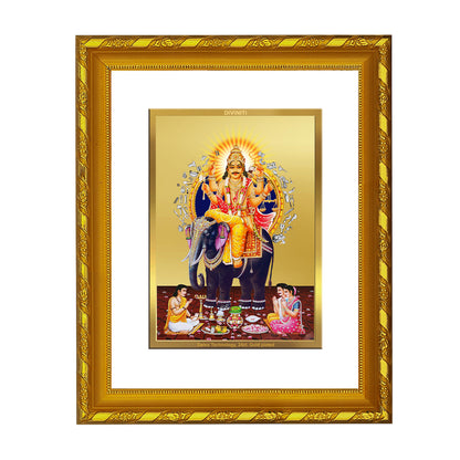 DIVINITI 24K Gold Plated Foil Vishwakarma Wall Photo Frame for Wall Hanging, Workshop, Table Top, Home Decor, Luxury Gift|DG103 Size 2 (22.6x18.4 CM)