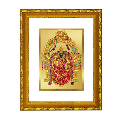 DIVINITI 24K Gold Plated Padmavathi Wooden Photo Frame Idol for Home Wall Decor, Workshop, Table Top, Premium Gift | DG103 Size 2 (22.6x18.4 CM)