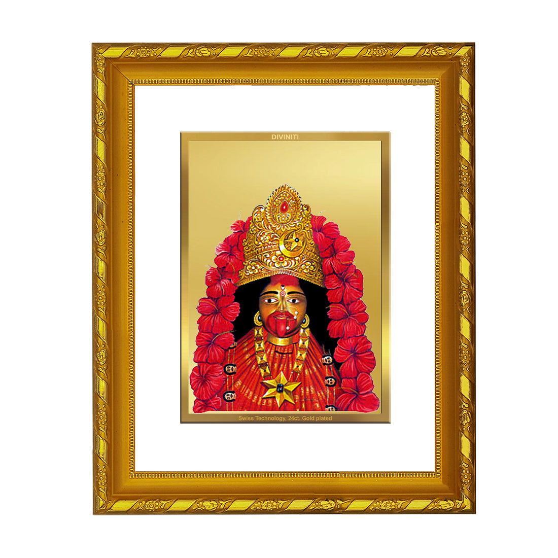 DIVINITI 24K Gold Plated Foil Maa Tara Photo Frame Idol for Home Decor, Table Top, Wall Hanging, Workshop, Gift|DG103 Size 2 (22.6x18.4 CM)