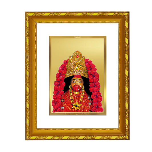 DIVINITI 24K Gold Plated Maa Tara Wooden Traditional Photo Frame Idol for Home Decor, Table Top, Wall Hanging, Workshop, Premium Gift | DG103 Size 2 (22.6x18.4 CM)