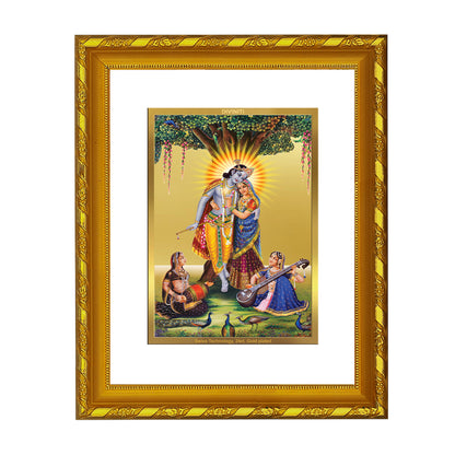 DIVINITI 24K Gold Plated Foil Radha Krishna Photo Frame for Home & Office Decor, Wall Hanging, Workshop, Table Top, Gift|DG103 Size 2 (22.6x18.4 CM)