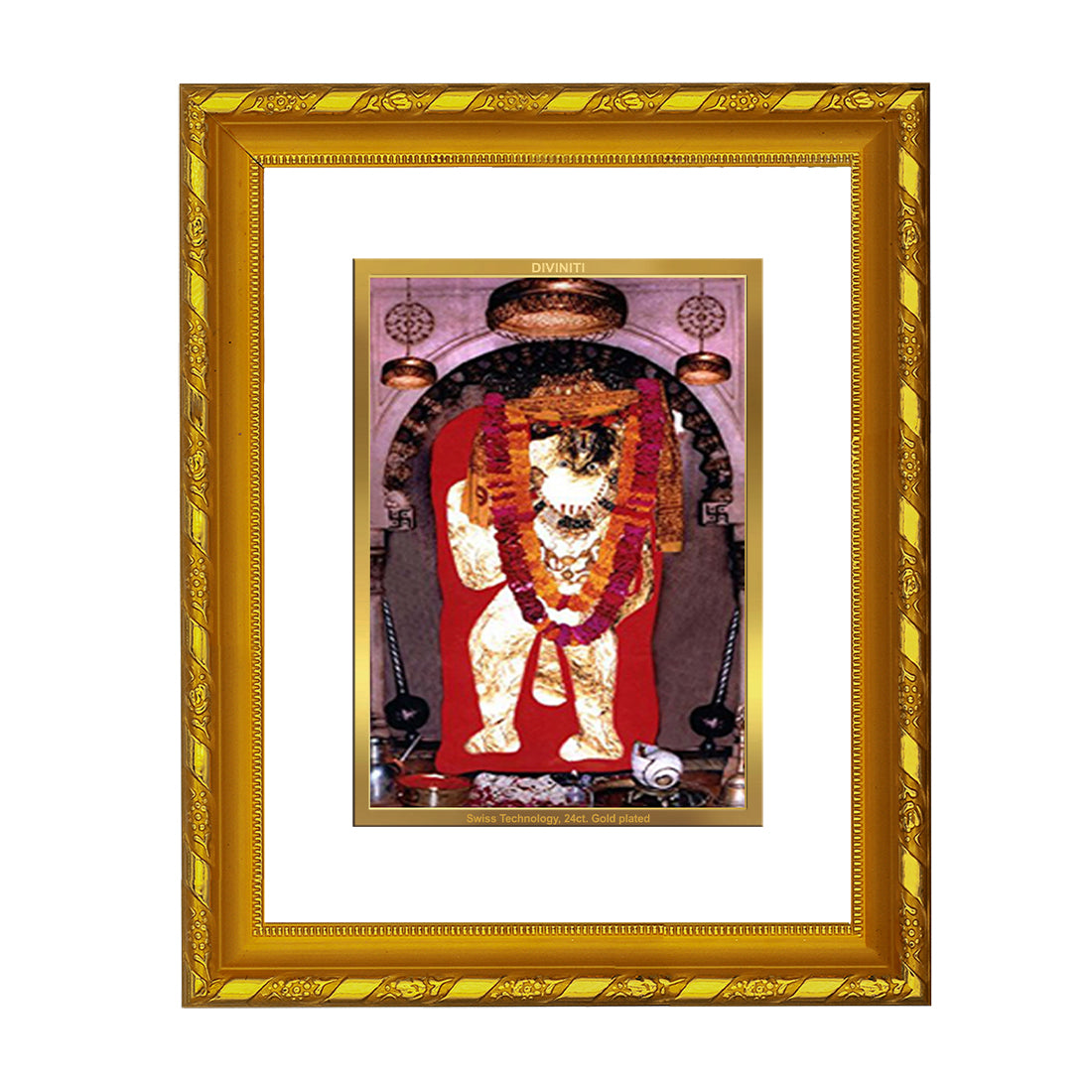 DIVINITI 24K Gold Plated Foil Mahendipur Balaji Photo Frame Idol for Home & Office Decor, Wall Hanging, Workshop, Table Top, Gift|DG103 Size 2 (22.6x18.4 CM)