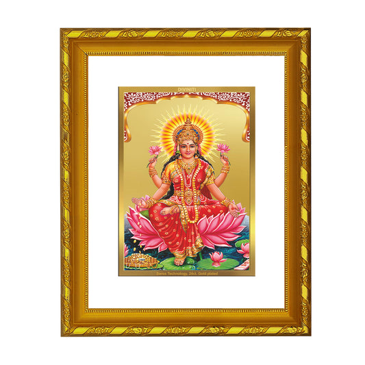 DIVINITI 24K Gold Plated Foil Goddess Lakshmi Photo Frame Idol for Home Wall Decor, Workshop, Table Top, Gift|DG103 Size 2 (22.6x18.4 CM)