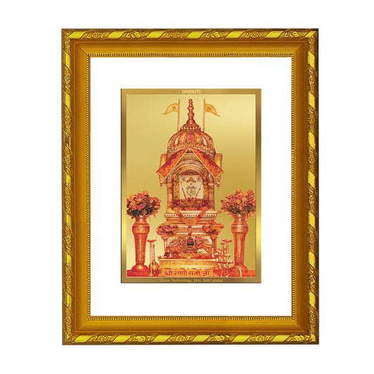 DIVINITI 24K Gold Plated Goddess Rani Sati Wooden Traditional Photo Frame Idol for Home Decor, Table Top, Wall Hanging, Workshop, Premium Gift | DG103 Size 2 (22.6x18.4 CM)