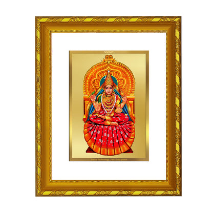 DIVINITI 24K Gold Plated Sharda Mata Wooden Traditional Photo Frame Idol for Home Wall Decor, Workshop, Table Top, Premium Gift | DG103 Size 2 (22.6x18.4 CM)