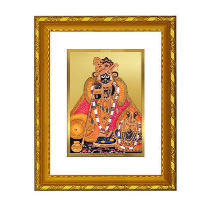 DIVINITI 24K Gold Plated Bankey Bihari Wooden Traditional Photo Frame Idol for Home Decor, Table Top, Wall Hanging, Workshop, Premium Gift | DG103 Size 2 (22.6x18.4 CM)