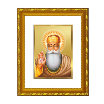 DIVINITI 24K Gold Plated Foil Guru Nanak Photo Frame for Home & Office Decor, Wall Hanging, Workshop, Table Top, Gift|DG103 Size 2 (22.6x18.4 CM)