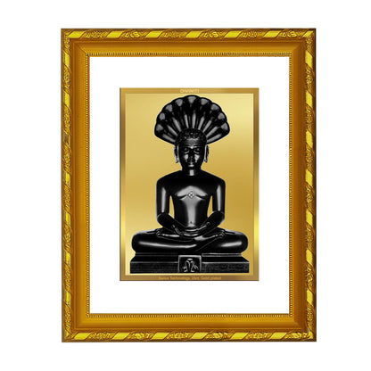 DIVINITI 24K Gold Plated Foil Parshvanatha Photo Frame Idol for Home Decor, Table Top, Wall Hanging, Workshop, Gift|DG103 Size 2 (22.6x18.4 CM)