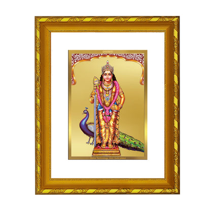 DIVINITI 24K Gold Plated Foil Murugan Photo Frame Idol for Home & Office Decor, Wall Hanging, Workshop, Table Top, Gift|DG103 Size 2 (22.6x18.4 CM)