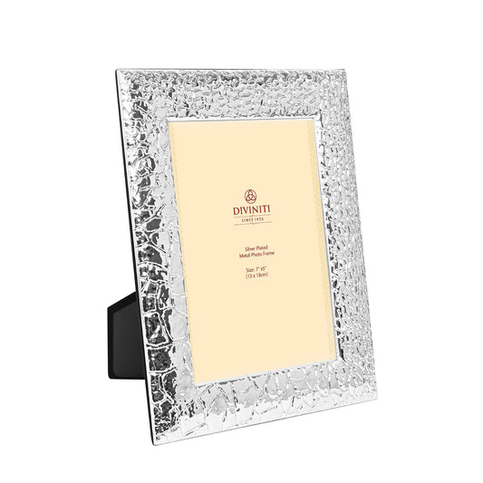 DIVINITI 999 Silver Plated Photo Frame for Luxurious Home Office Décor, Tabletop, Beautiful Wedding, Marriage Anniversary, Birthday Diwali Gift (22x27 CM))