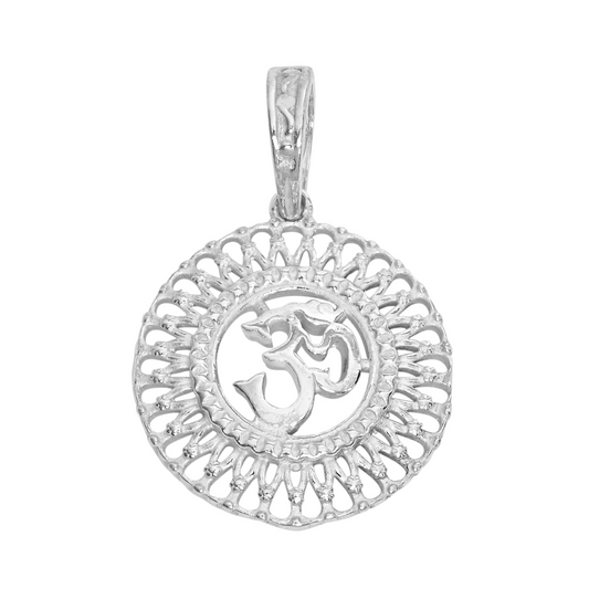 DIVINITI 925 Pure Silver Om Round Big Pendant for Men, Women & Kids Divine God Pendant for Birthday, Anniversary, Special Occasion Gift (2x2 CM 4 g)